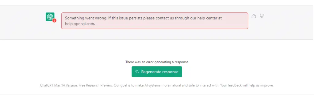 ChatGPT Errors : Something went wrong. If this issue persists please contact us through our help center at help.openai.com.